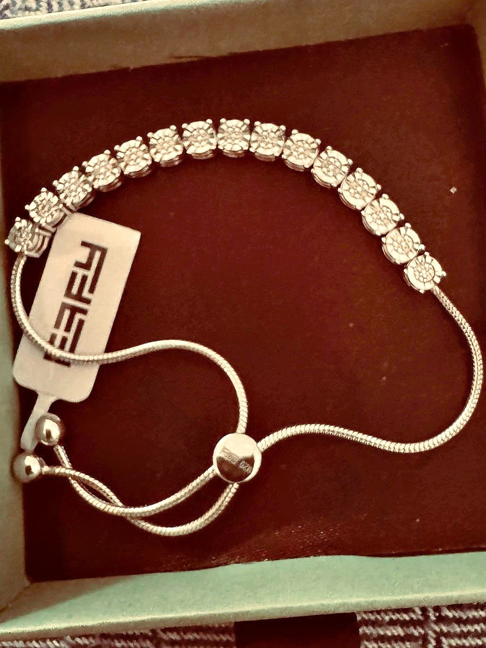 REBB Crystal Accent Slider Bracelet in Silver NWT